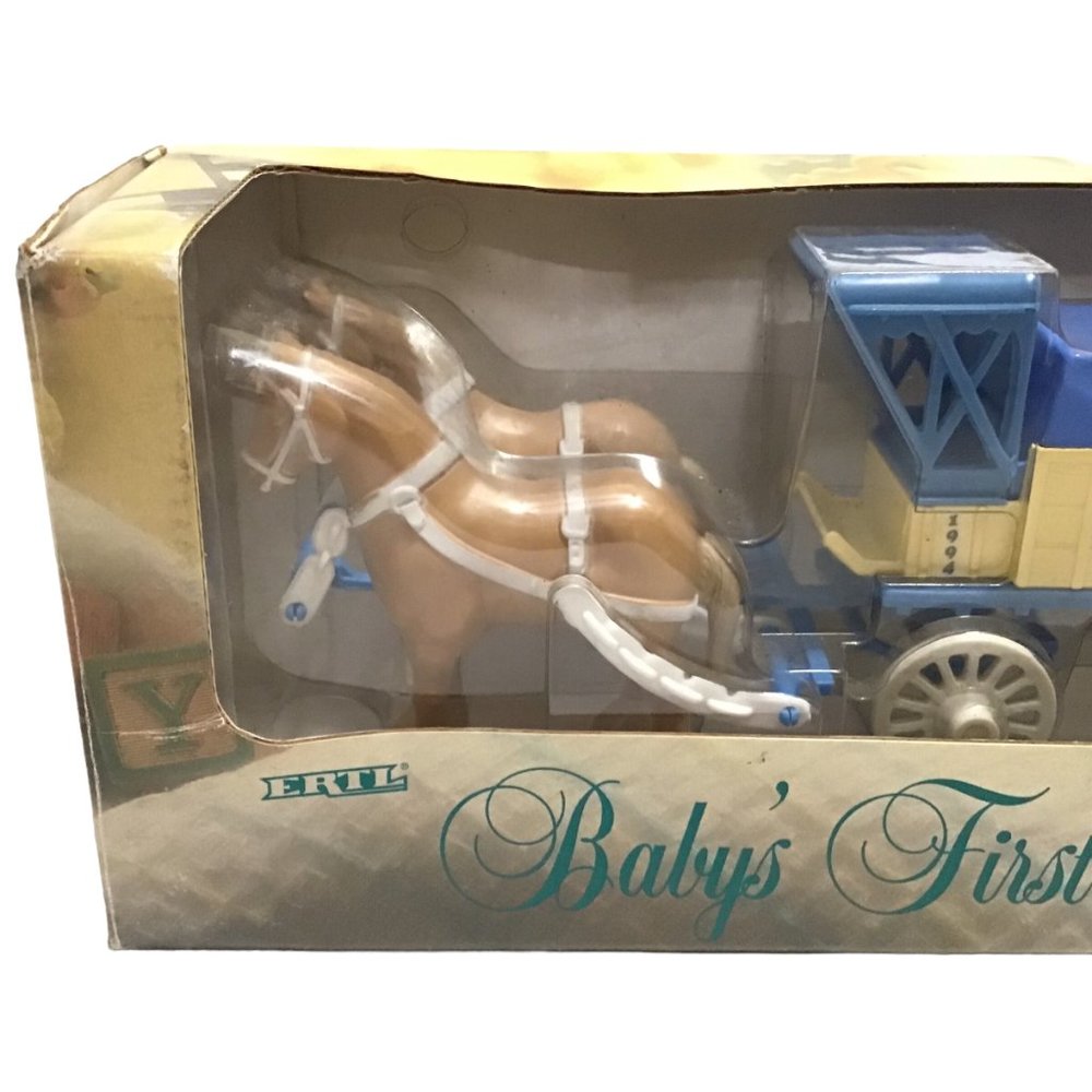 ERTL Diecast Babys First Bank It's A Boy Die Cast Horse Drawn Wagon 1994 New - Picture 2 of 4